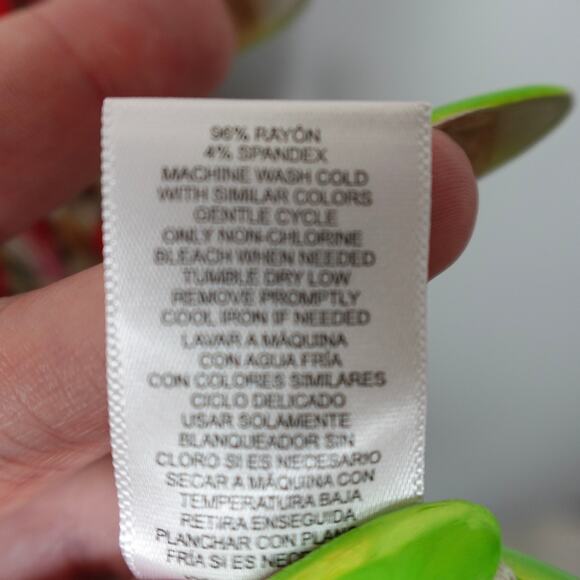 French Connection UK Style Dancing Tulips Draped Neck Top Sz XL Red Beige Floral - Picture 7 of 13